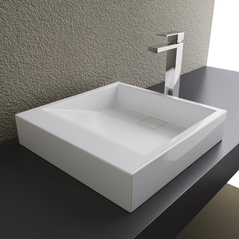 White Solid Surface Above Counter Bathroom Sink T2563