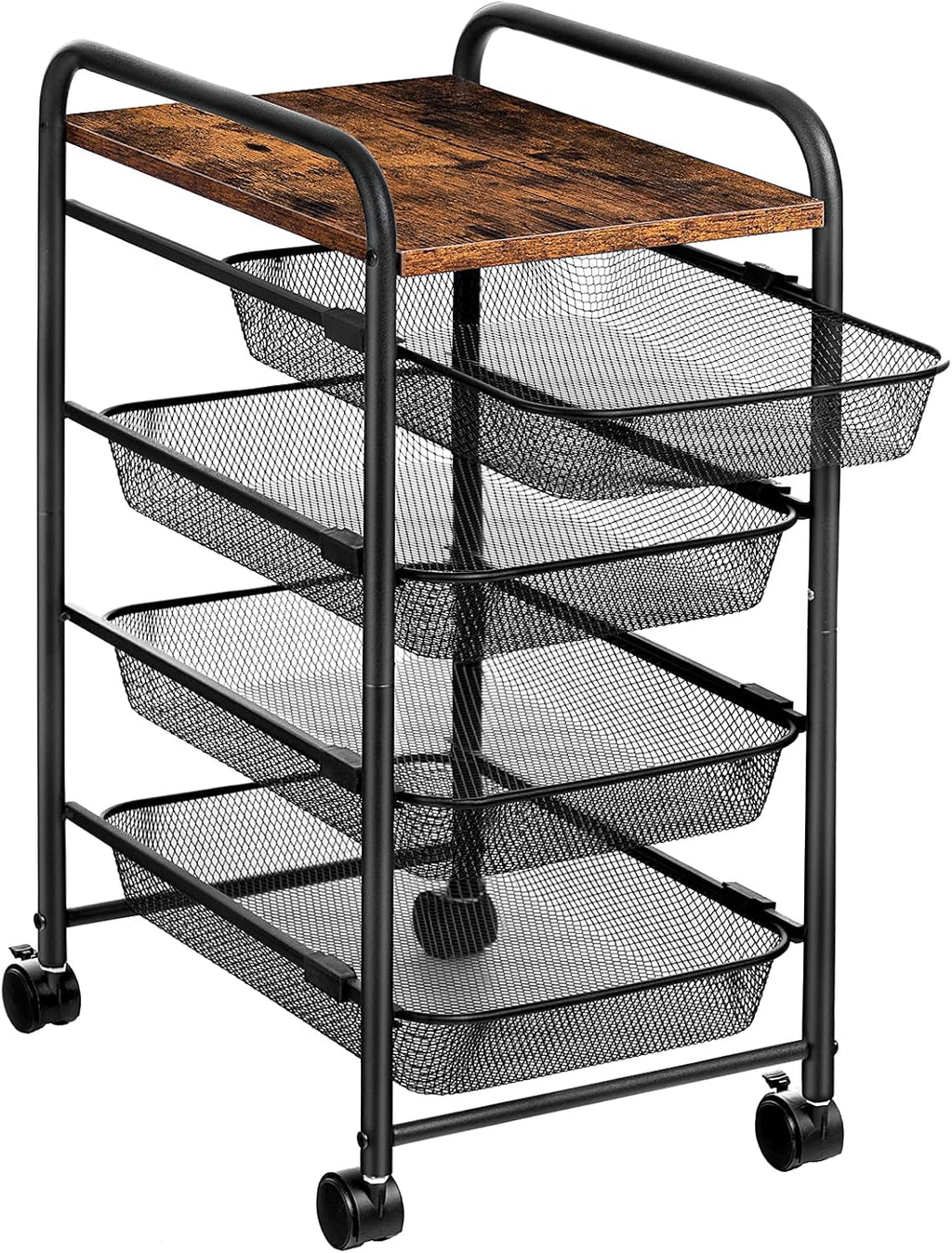 5 Tier Rolling Cart with Mesh Drawers and Wheels D335894