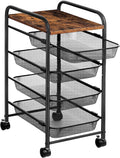 5 Tier Rolling Cart with Mesh Drawers and Wheels D335894