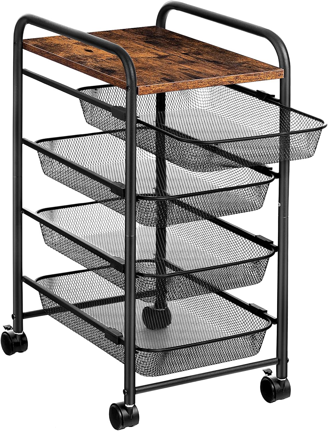 5 Tier Rolling Cart with Mesh Drawers and Wheels D335894