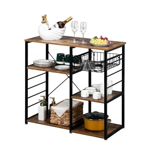 Rustic Brown Bakers Rack Microwave Oven Stand K3871