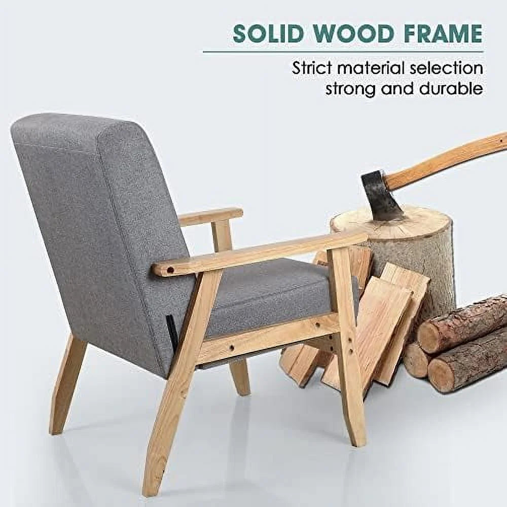 Beige Wooden Accent Chairs Set of 2 D843