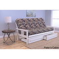 Antique White Full Futon with Mattress & Storage Drawers M19748