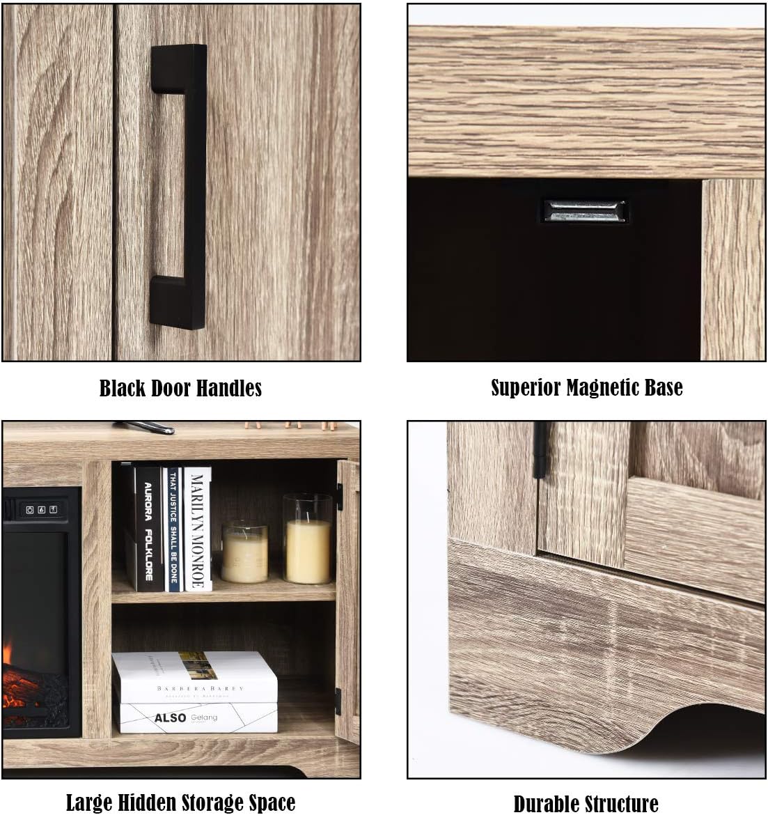 Fireplace Stand Media Storage Cabinet Console with Electric Fireplace with Remote Control N727769