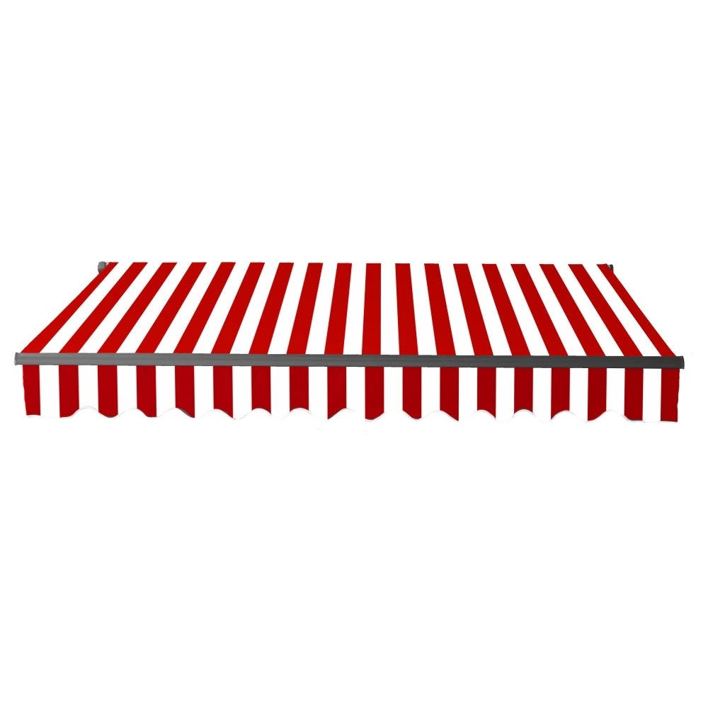 Black Frame Motorized Retractable Patio Canopy Awning 10x8 Red/White O534420
