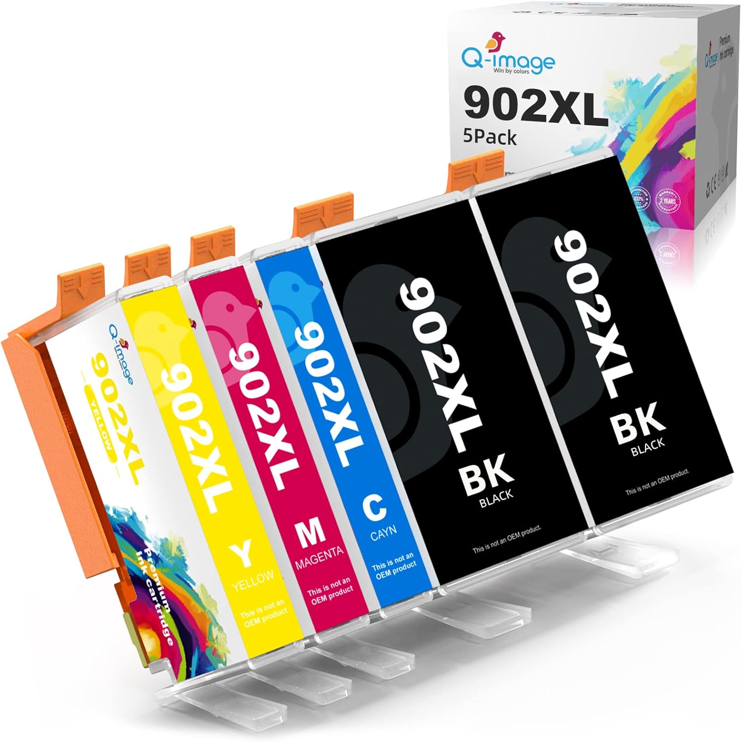 Compatible Ink Cartridge 5 Pack for HP Officejet Pro Printer (2 Black, Cyan, Magenta, Yellow) S63388