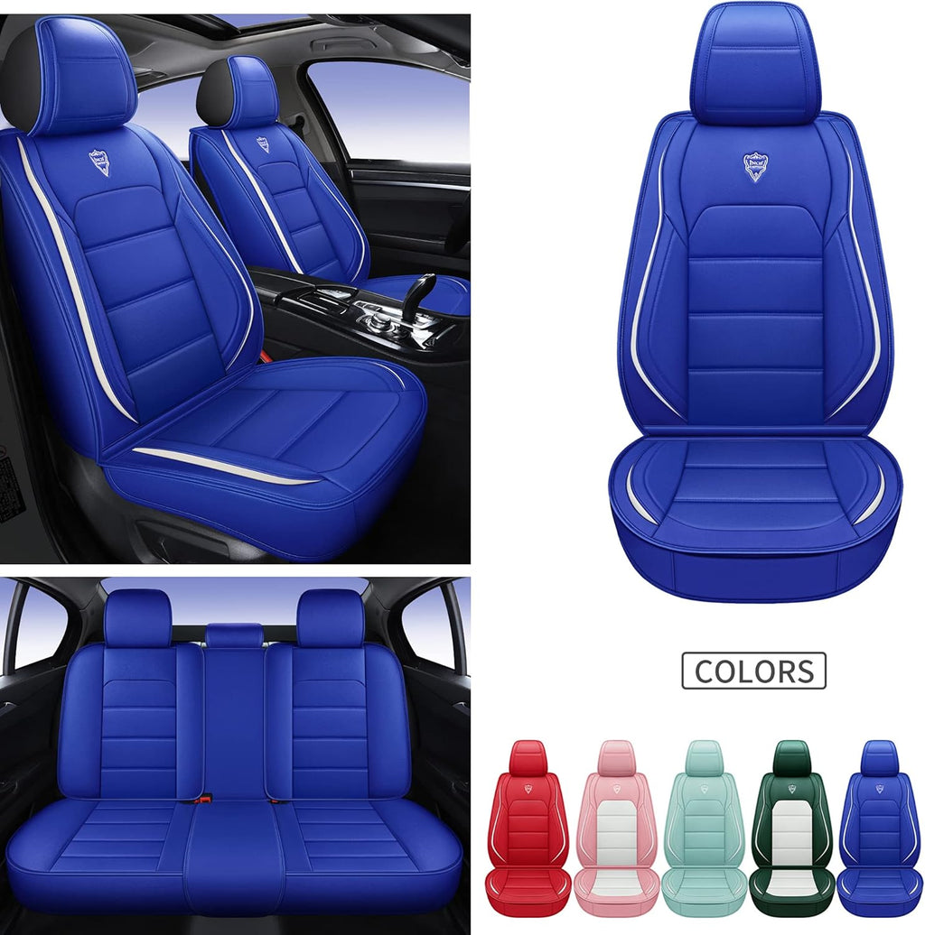 Red Straight Line Synthetic Leather Car Seat Cover Set L973