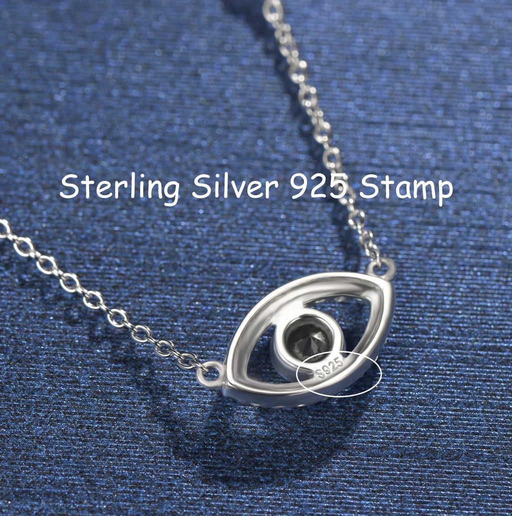 Sterling Silver Evil Eye Necklace Cubic Zirconia Pendant Necklace I978139
