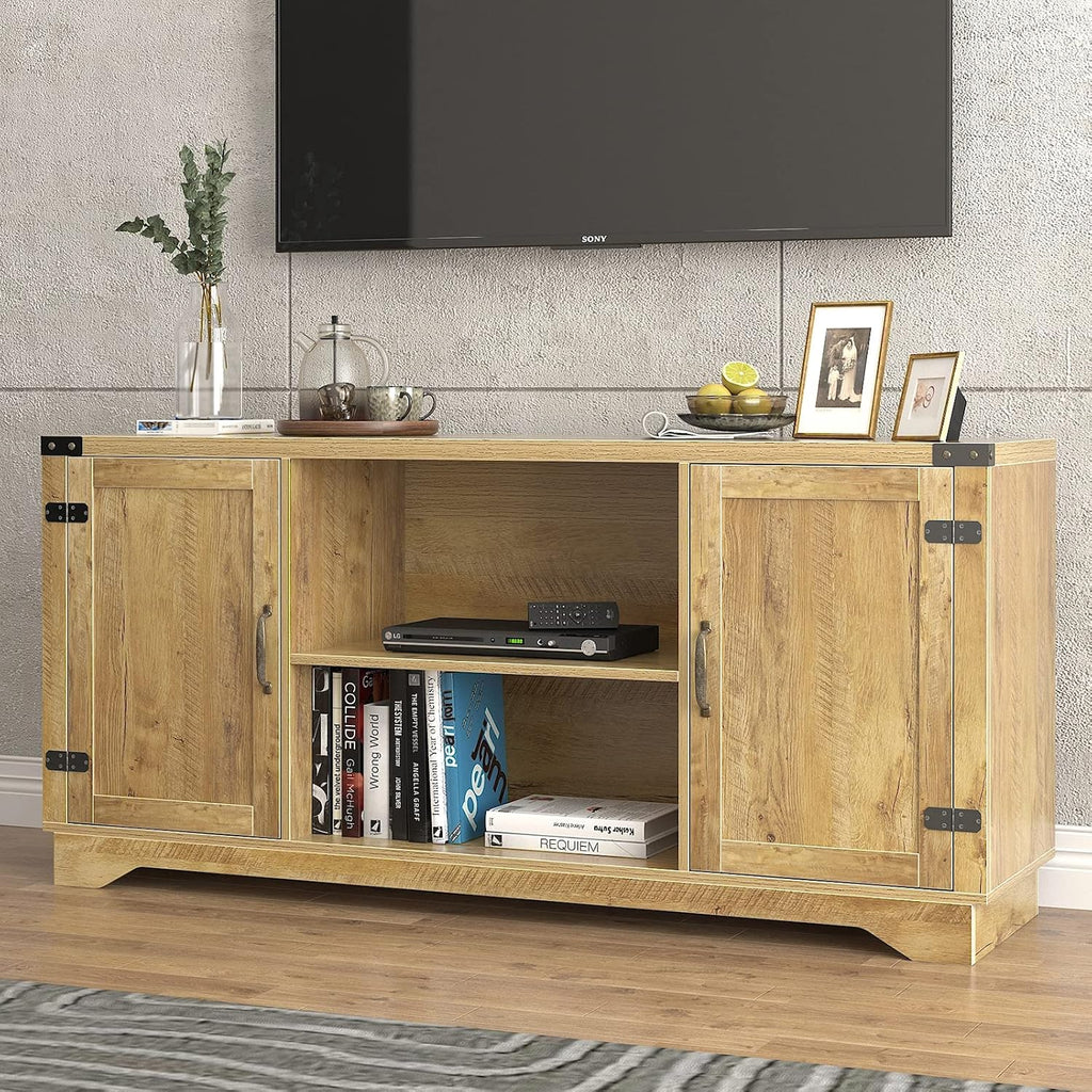 TV Console Entertainment Center with Storage Shelves, Supports TV Upto 65 Inches U7242