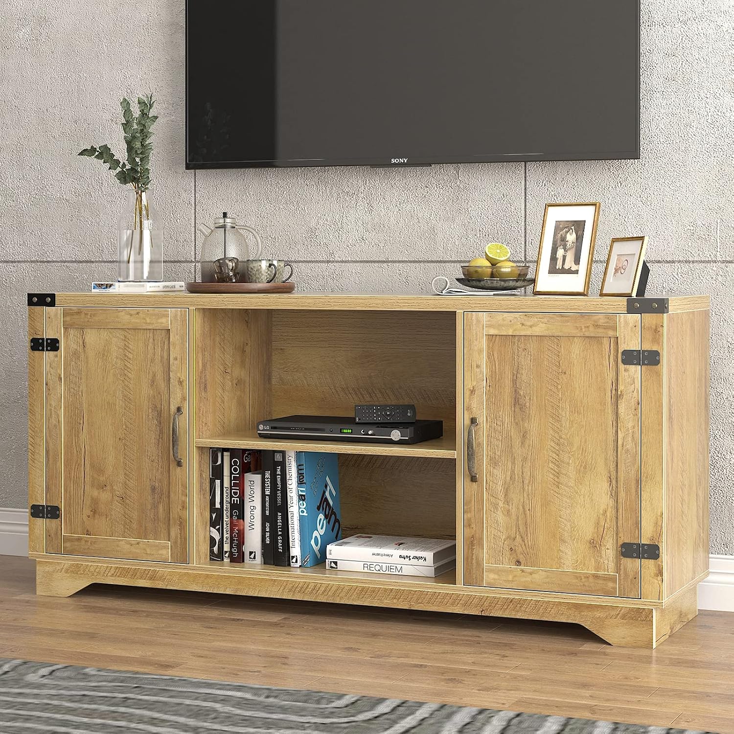 TV Console Entertainment Center with Storage Shelves, Supports TV Upto 65 Inches U7242