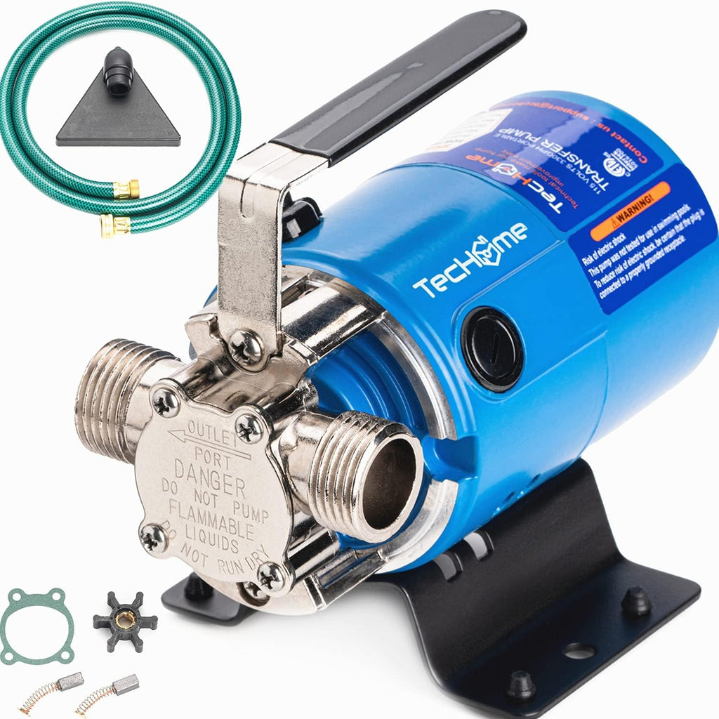 120V 1/2HP 1560GPH Cast Iron Portable Water Pump with Suction Strainer and Brass Connectors T513