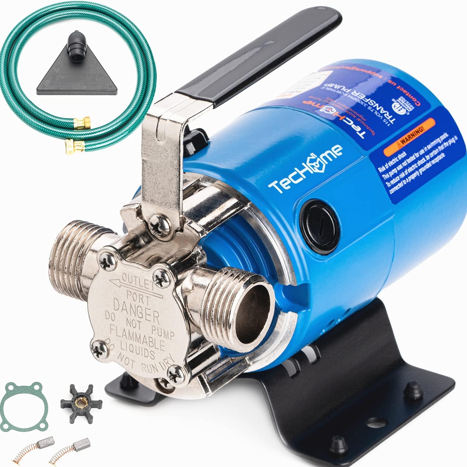 120V 1/2HP 1560GPH Cast Iron Portable Water Pump with Suction Strainer and Brass Connectors T513