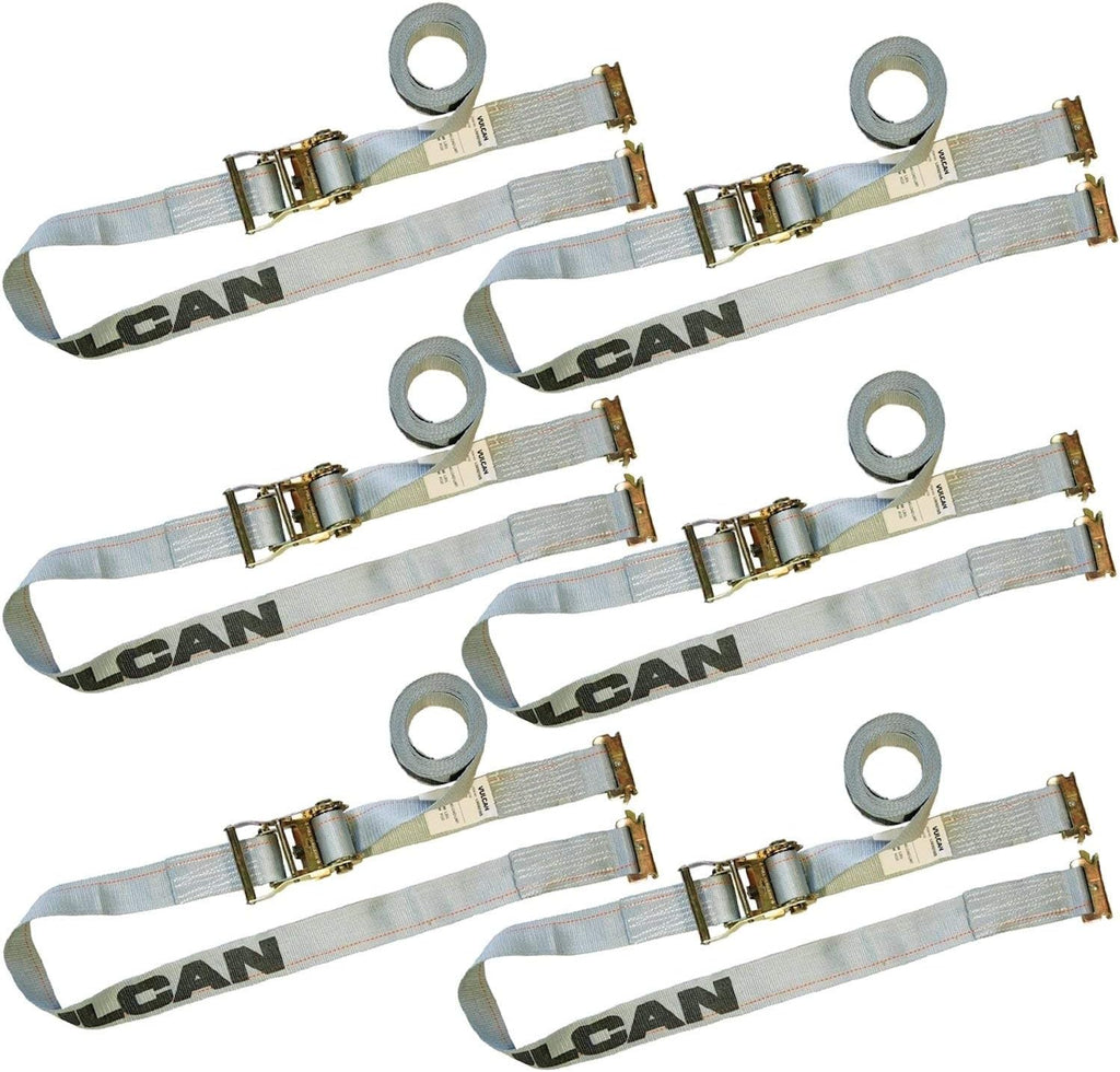Ratchet Strap for E Track, 16 Foot, 6 Pack, Gray, 1,333 Pound Safe Working Load C1718