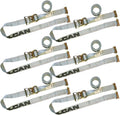 Ratchet Strap for E Track, 16 Foot, 6 Pack, Gray, 1,333 Pound Safe Working Load C1718