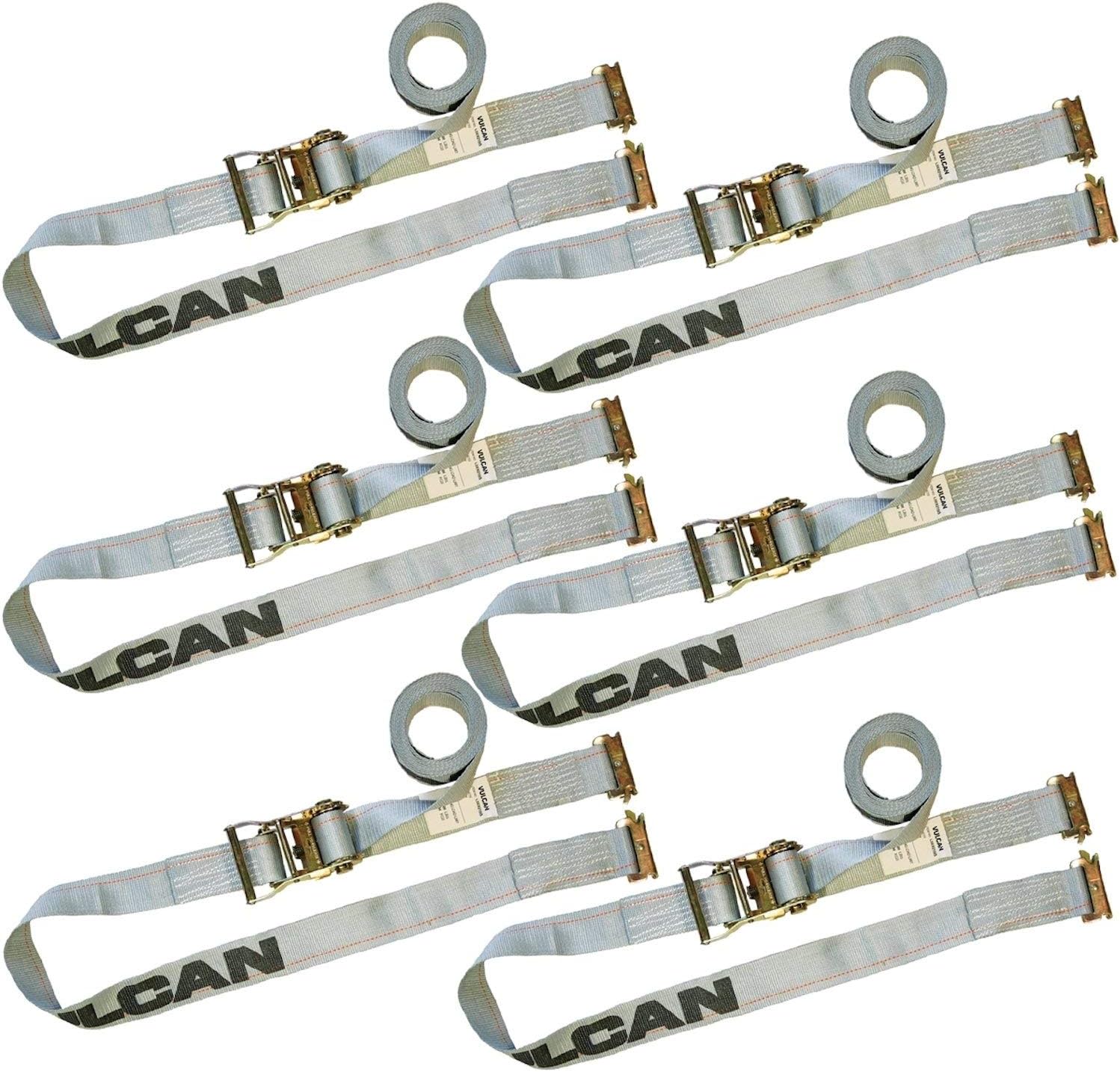 Ratchet Strap for E Track, 16 Foot, 6 Pack, Gray, 1,333 Pound Safe Working Load C1718