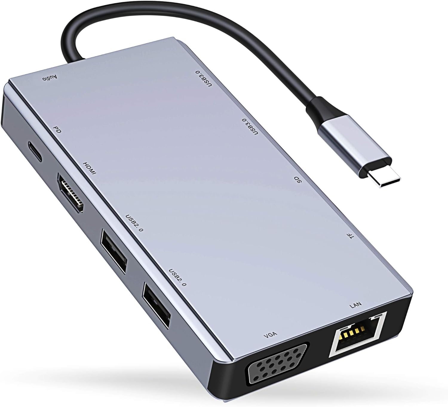 USB C Hub Adapter with 4K USB C to HDMI, VGA, SD/TF Card Reader, Ethernet, 2 USB 3.0 Ports, 2 USB 2.0 Ports, 87W PD Port G90947