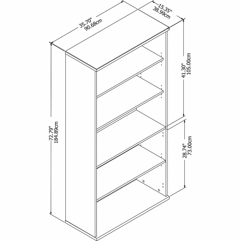 Storm Gray 5 Shelf Bookcase W5165
