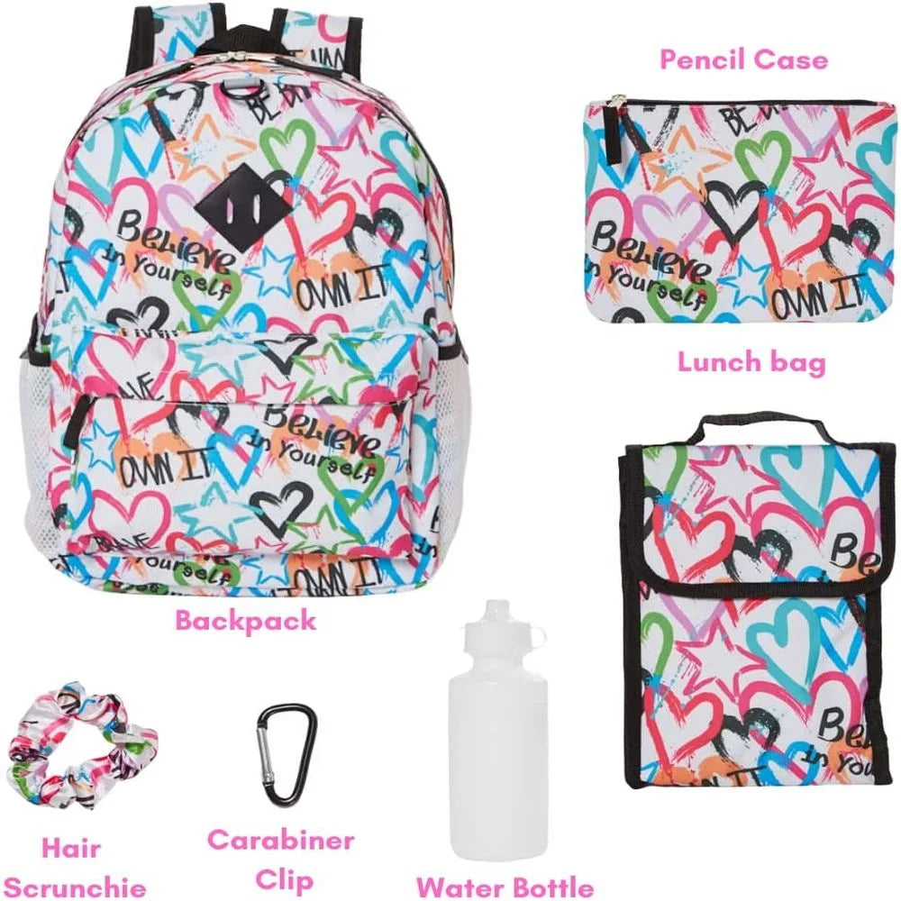 6 Piece Backpack Set with Lunch Box and Water Bottle P97854