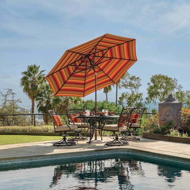 Blue Sky Olefin Octagon Push Button Tilt Umbrella B70087