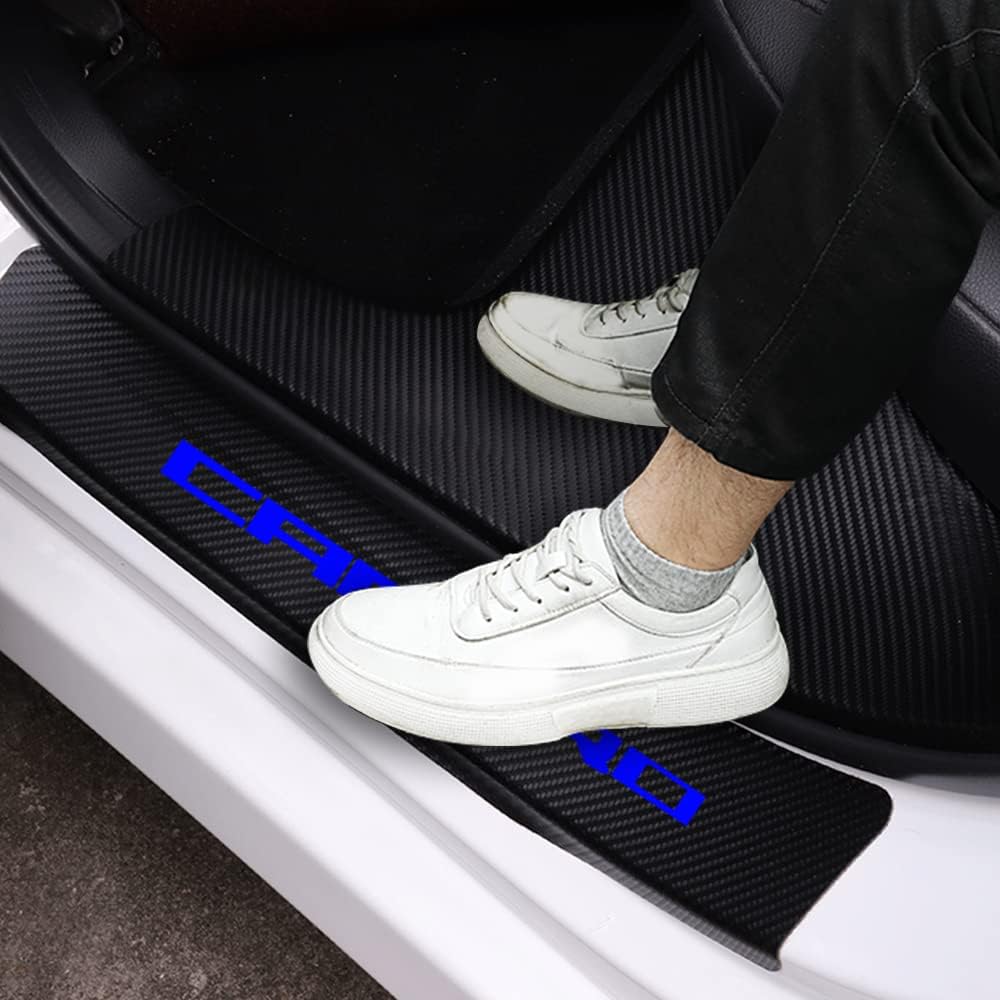 4PCS White Carbon Fibre Vinyl Car Door Sill Protector Decal Sticker E574753