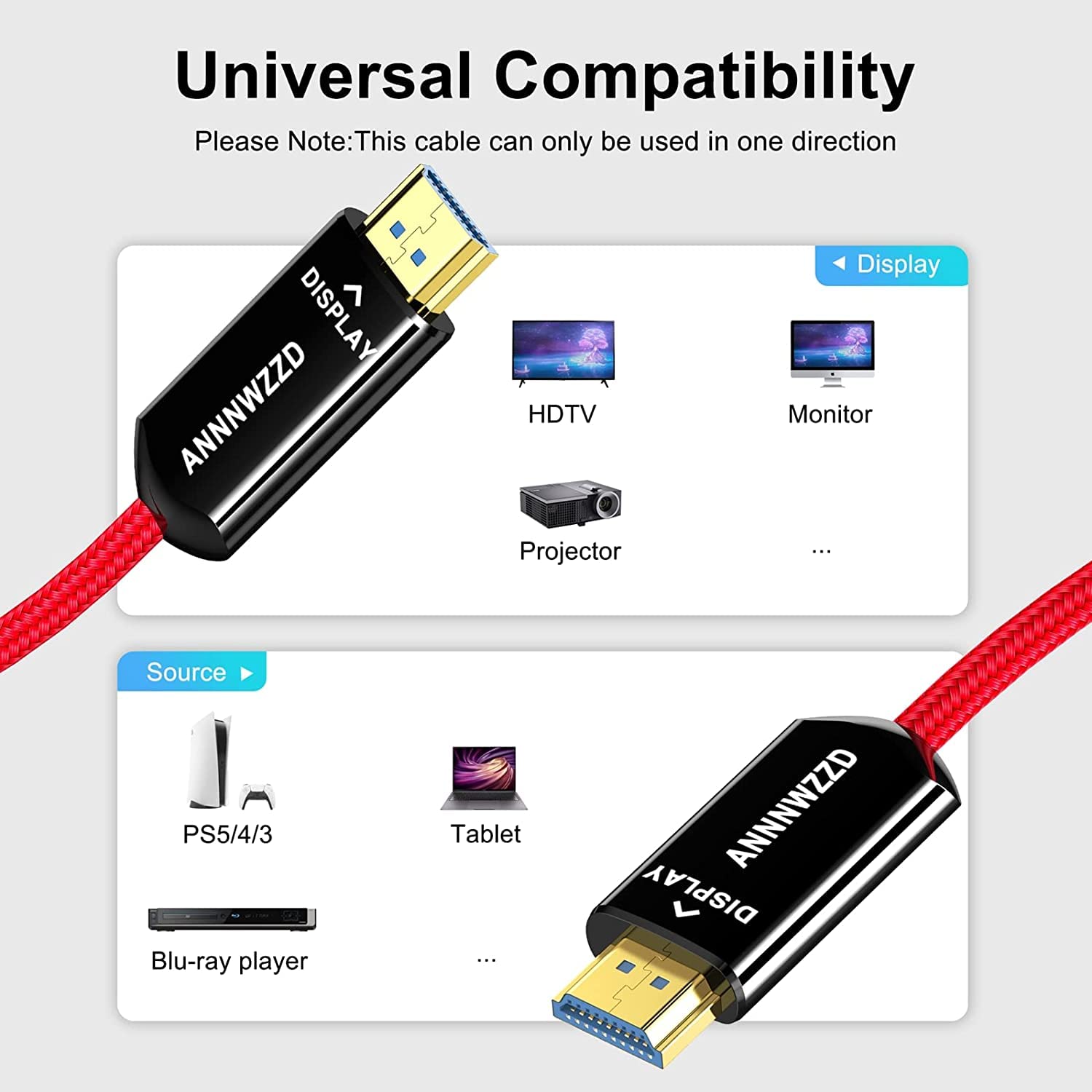 8K HDMI 2.1 Fiber Optic Cable, 328FT/100M W2579