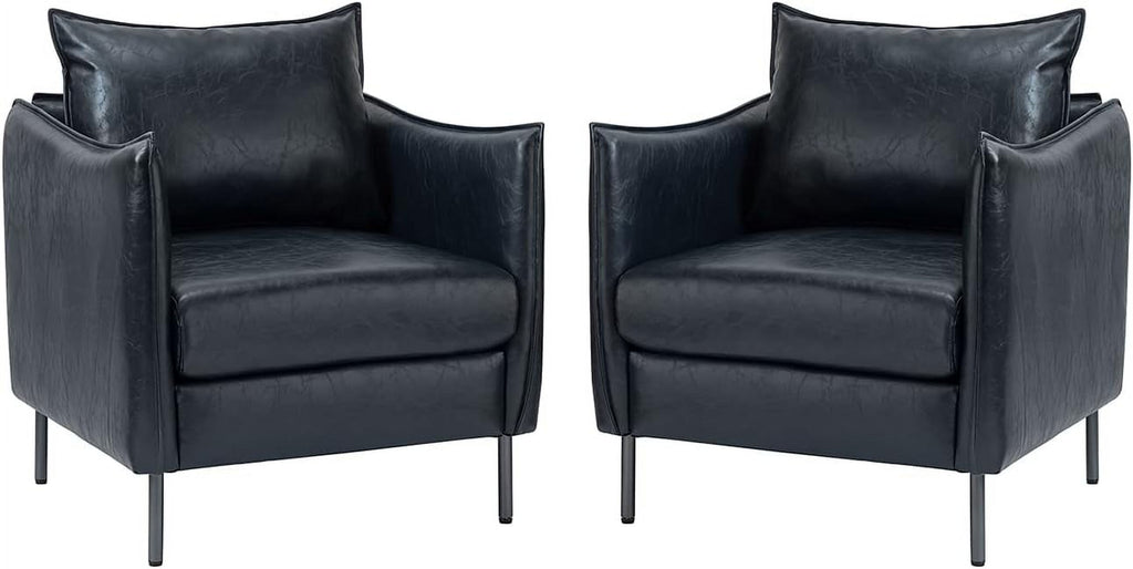 Navy Faux Leather Armchair Set Of 2 N159645