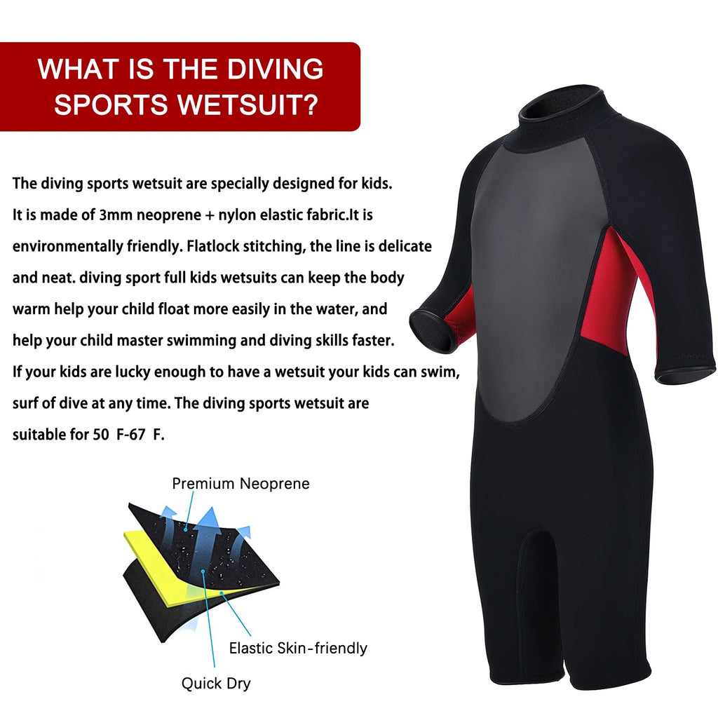 3mm Neoprene Back Zip Kids Wetsuit S13784