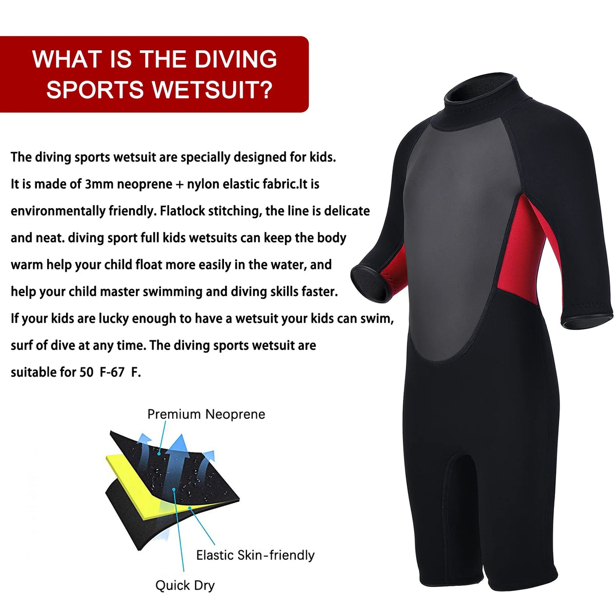 3mm Neoprene Back Zip Kids Wetsuit S13784