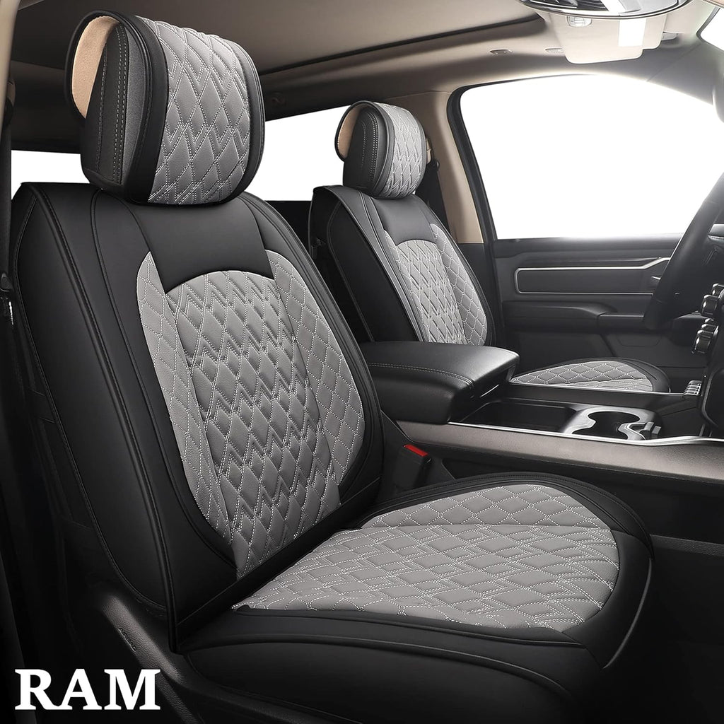 Black/Red Waterproof Synthetic Leather Seat Covers Full Set O388078