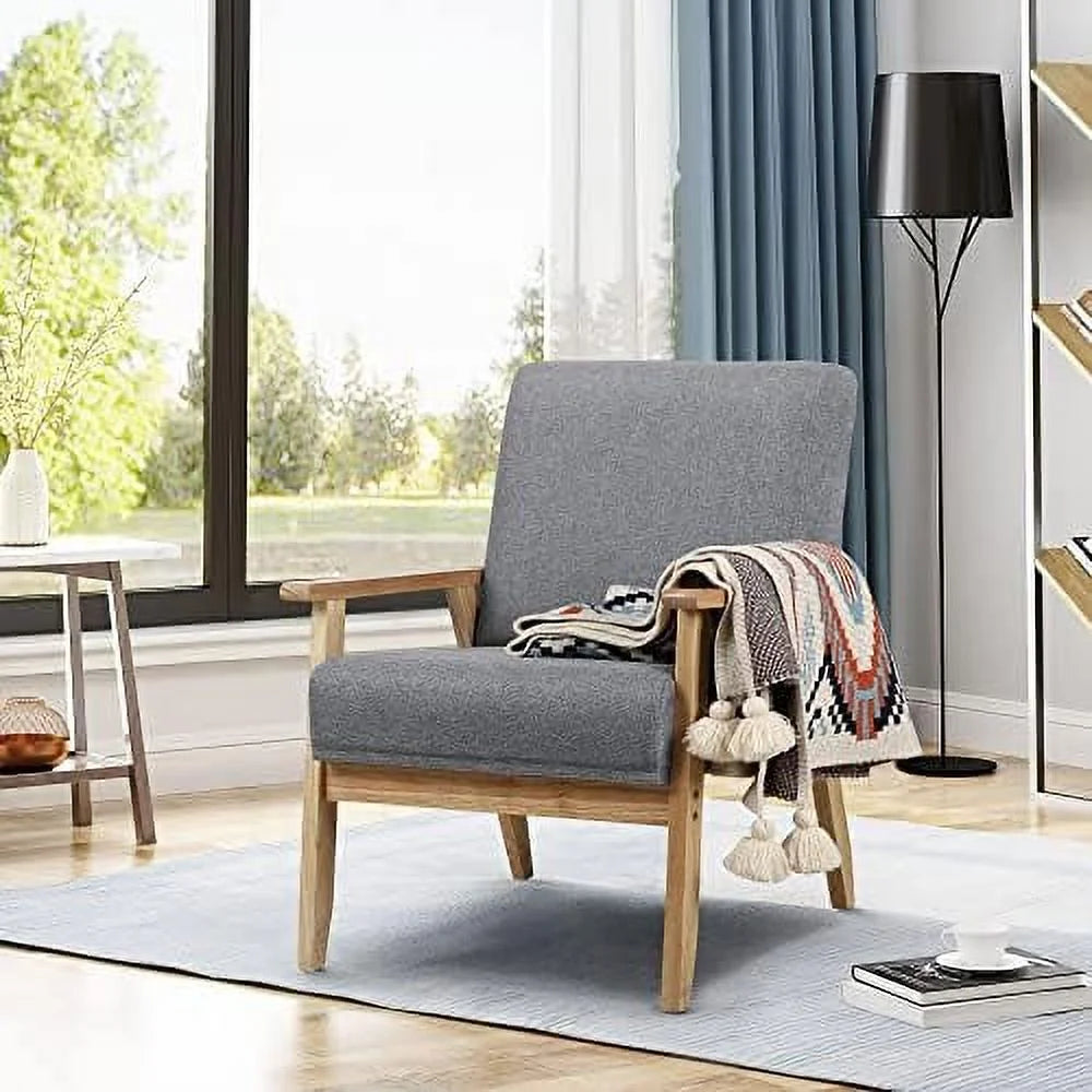 Beige Wooden Accent Chairs Set of 2 D843