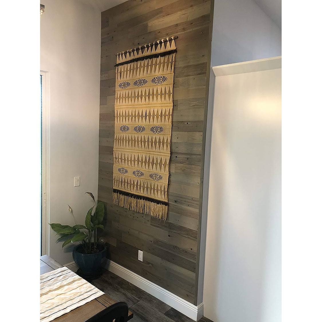Reclaimed Wooden Wall Planks, Peel and Stick, 5x22 Wide, 10 Sq. ft, Driftwood L949797