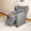 Gray Velvet Recliner Chair with Cup Holder and Table L23294