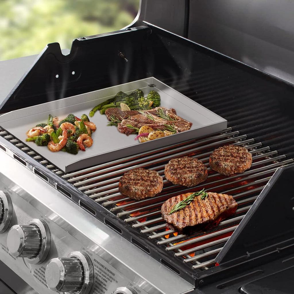 Stainless Steel Gas Grill Griddle Pan Pack of 2 U9039