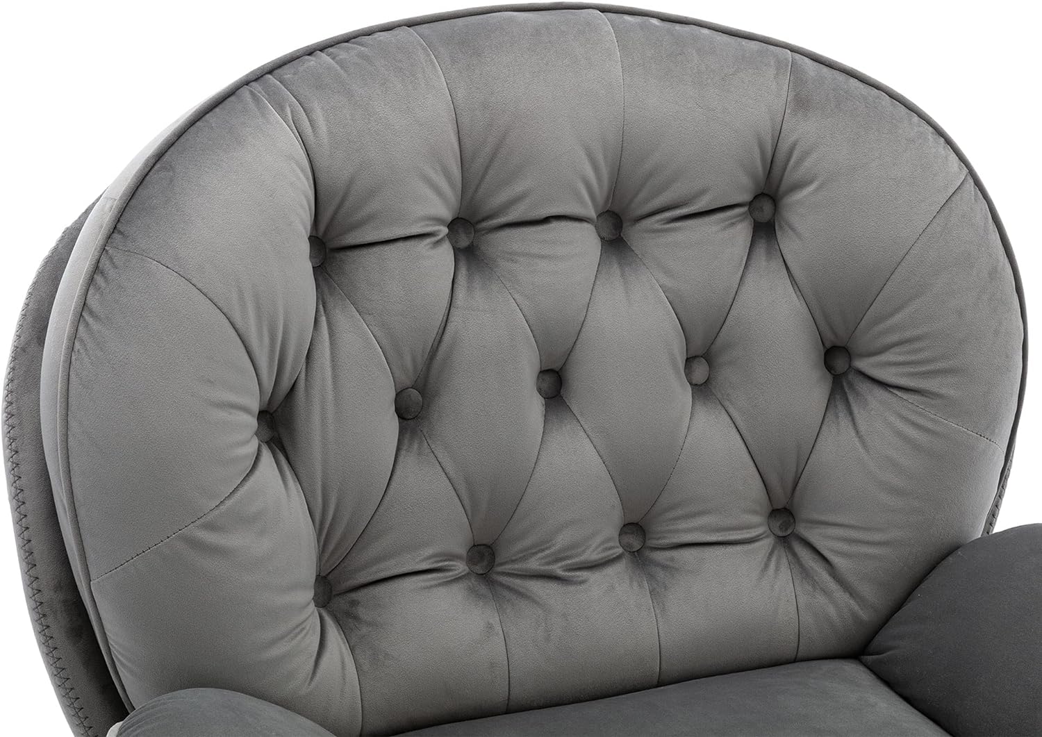 Grey Velvet Swivel Accent Chair with Ottoman and Metal Frame H972051