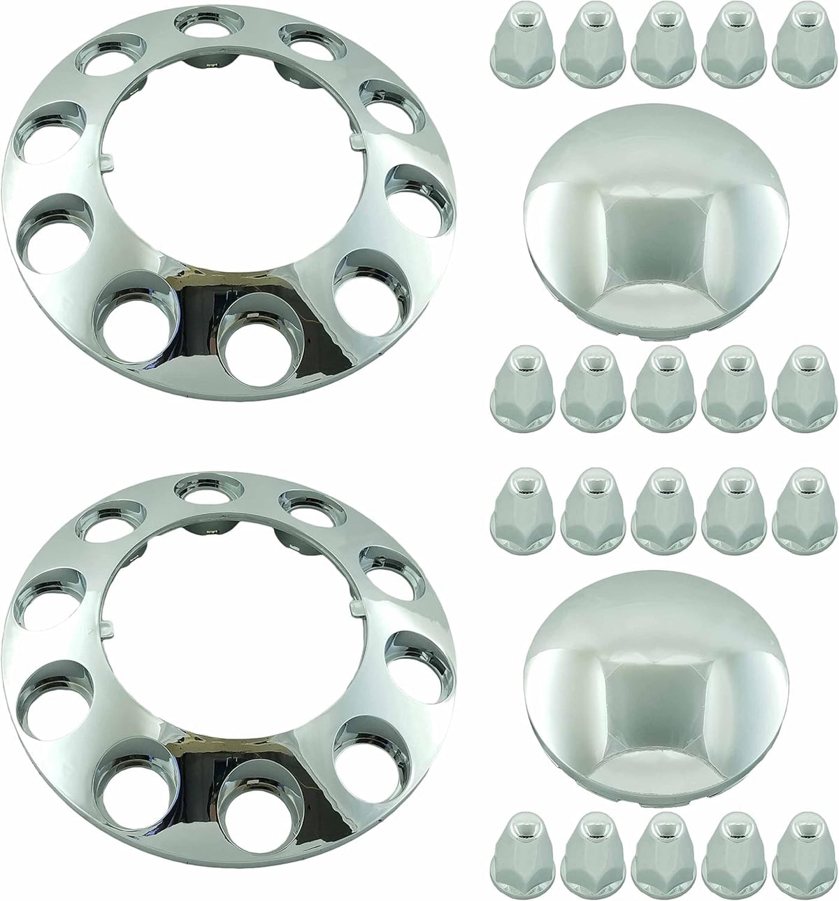2 Pack Chrome Plated ABS Plastic Front Axle Wheel Cover Hubcap for Semi Truck J686142