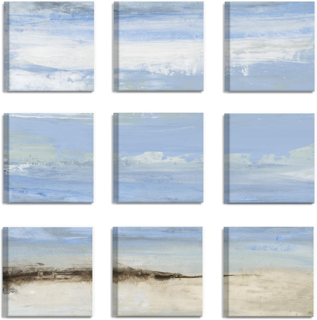 Abstract Beach Seascape 9 pc Wall Art Set L2037