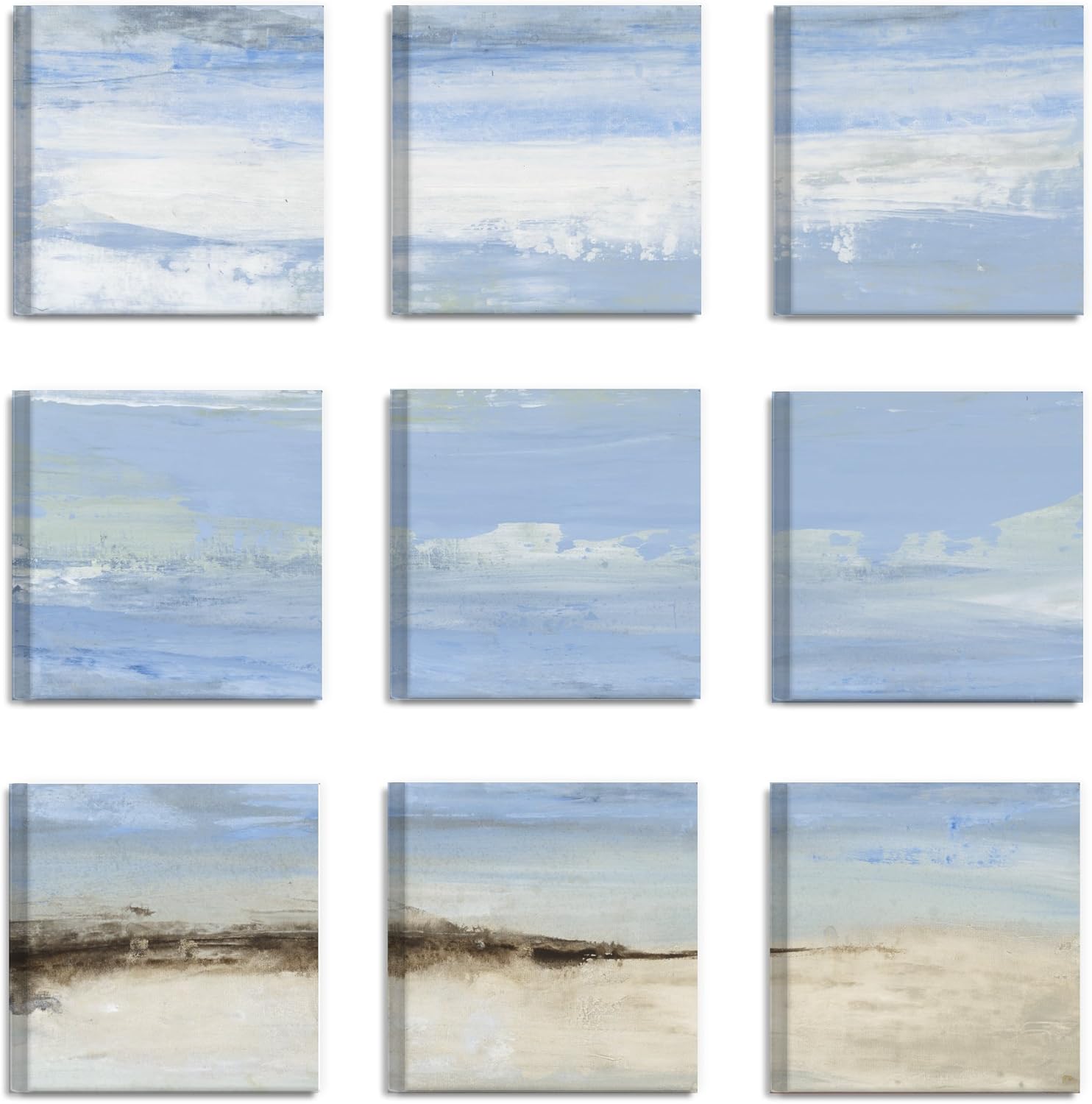 Abstract Beach Seascape 9 pc Wall Art Set L2037