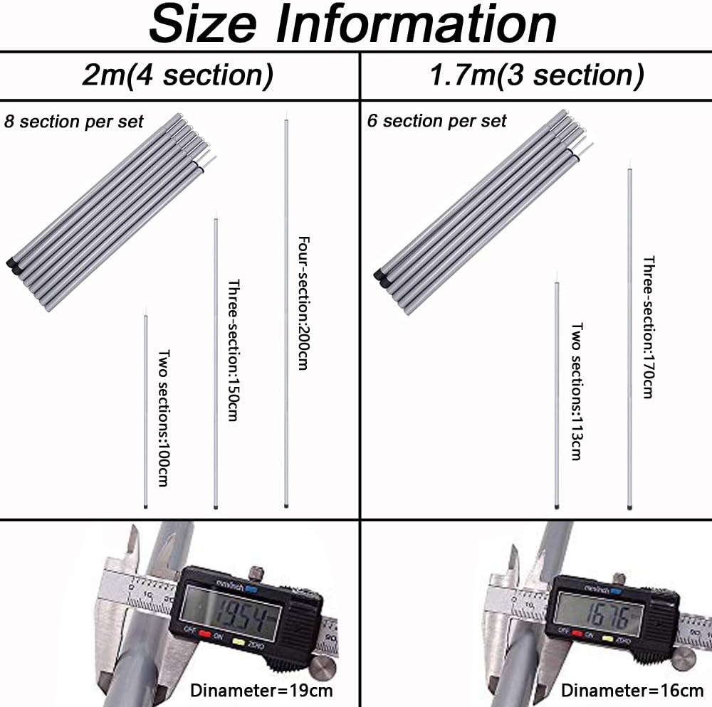 Adjustable 4 Section Steel Tent Tarp Poles I98006