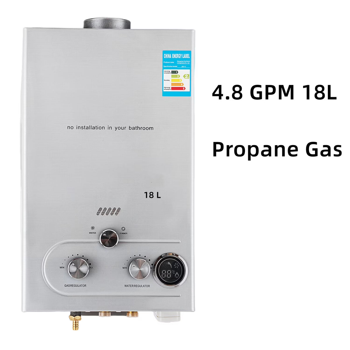 Portable Propane Gas Water Heater, 4.8GPM, Shower Kit Included T3336