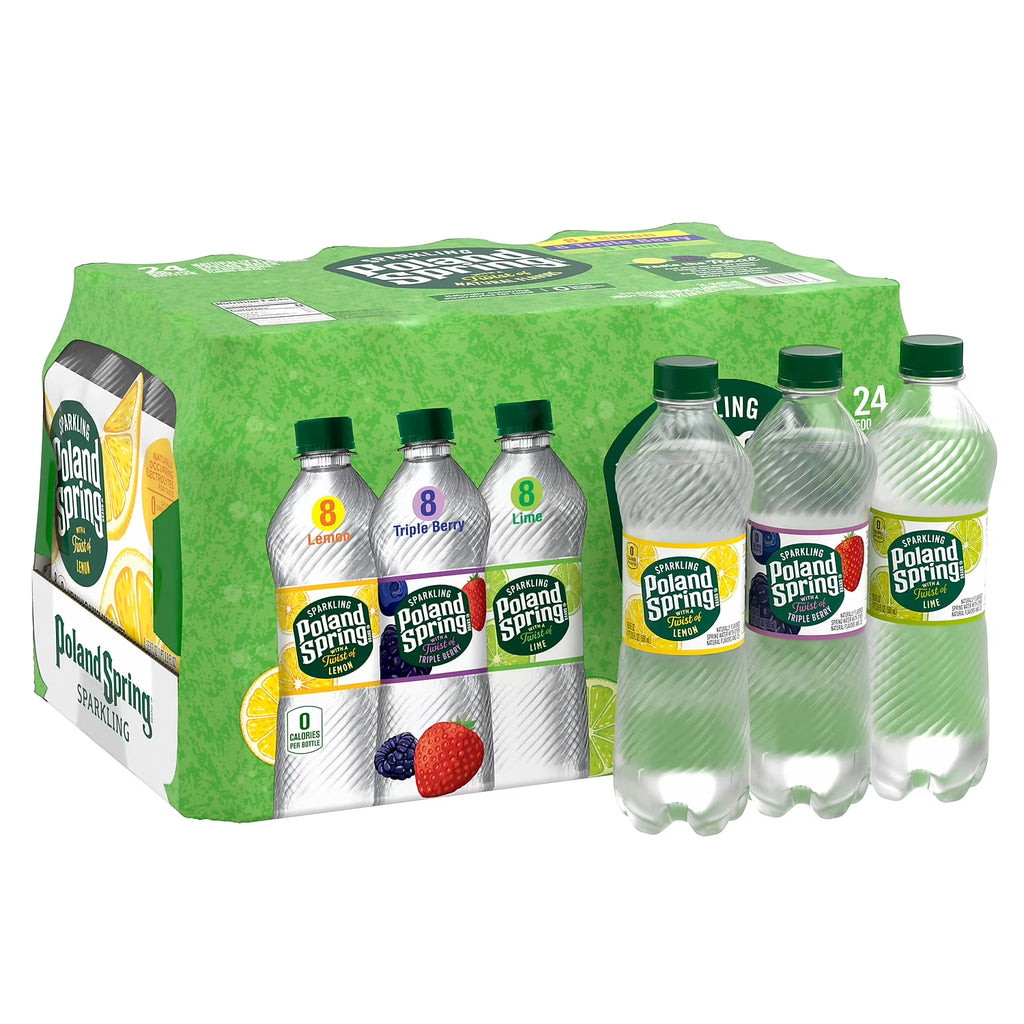 Sparkling Water Lime Triple Berry & Lemon 16.9 oz. Bottles 24/Carton D965402