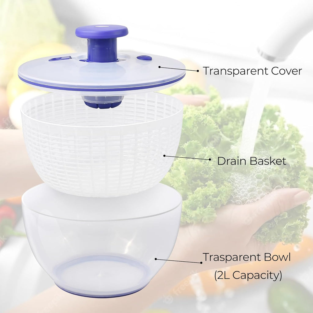 2L One-handed Salad Spinner with Salad Bowl O800798