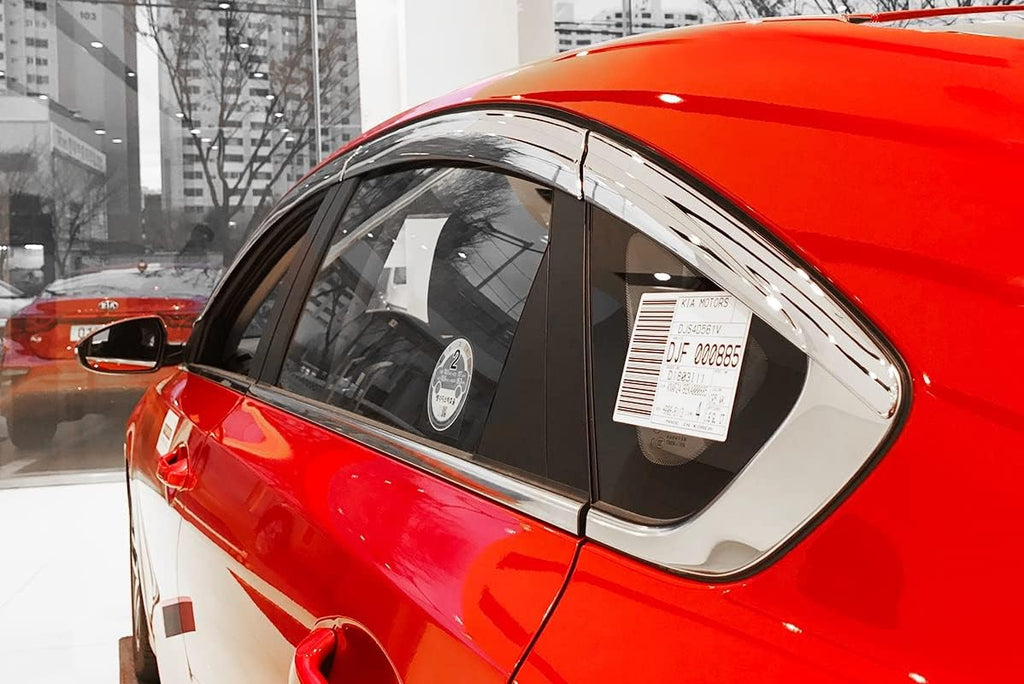 Chrome Finish Tape-On Style Rain Guards for Kia Forte Sedan 2019-2022 (6PCs) P698115