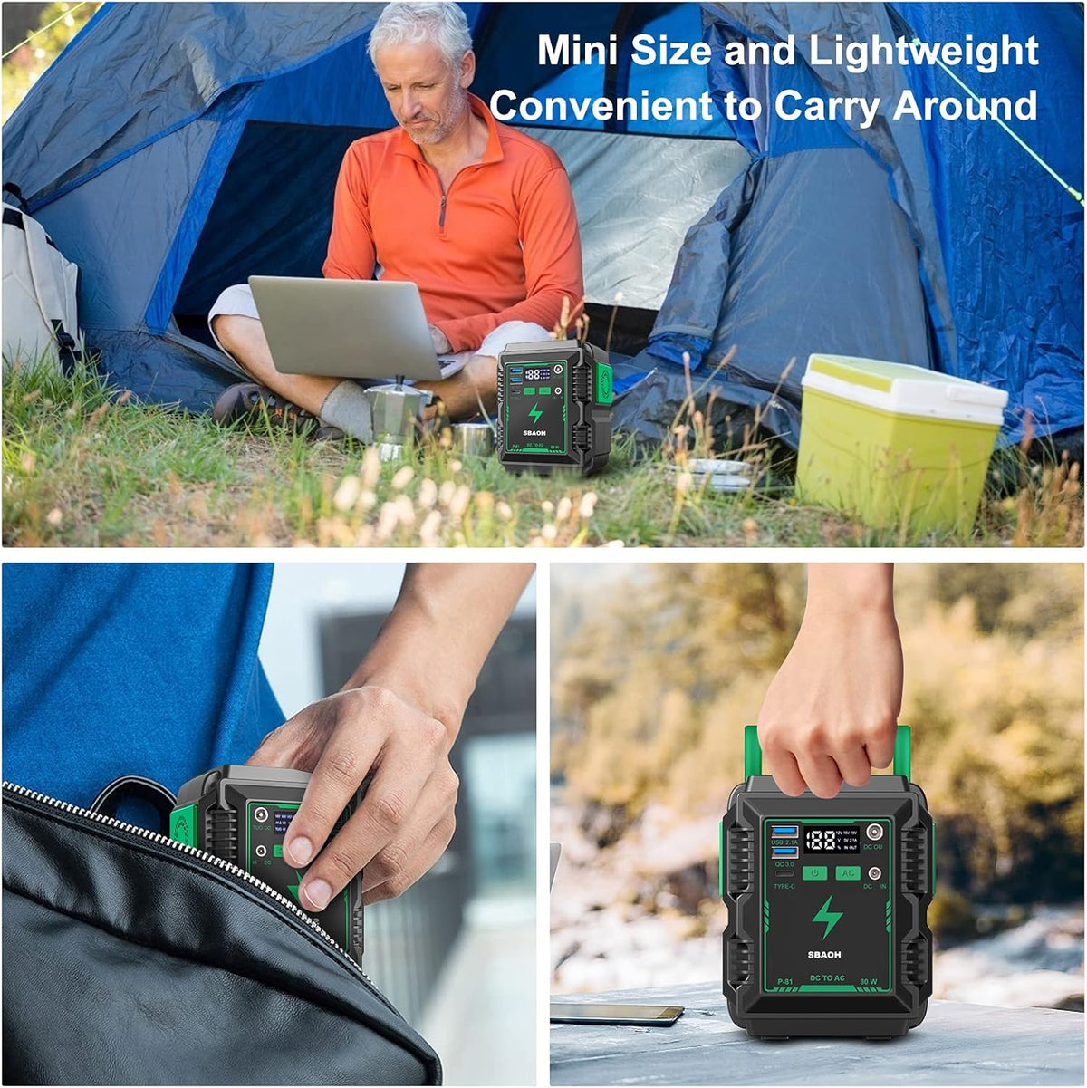 Portable Power Station 110V 80W AC Outlet Lithium Battery L4672