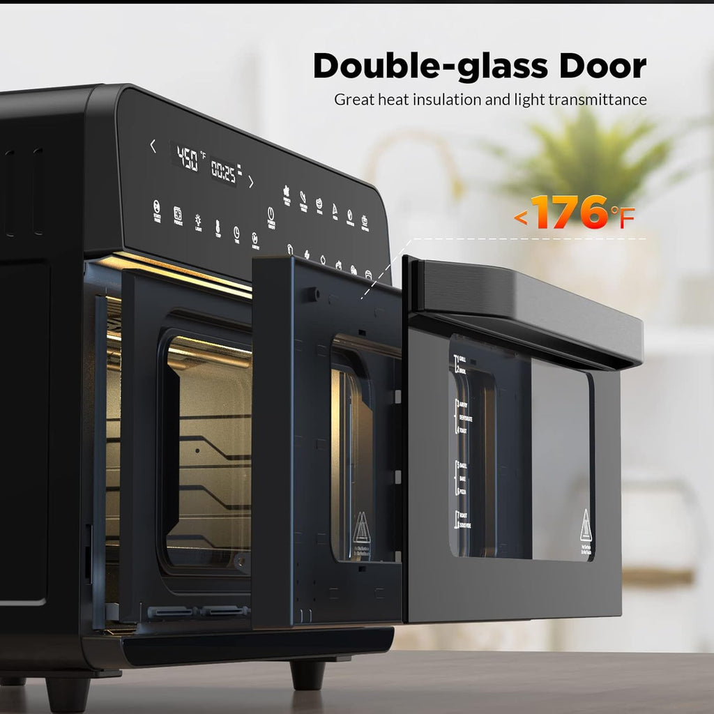 Extra-Large Convection Toaster Oven, 12-in-1 Air Fryer Combo, Black Nonstick Stainless Steel D780292