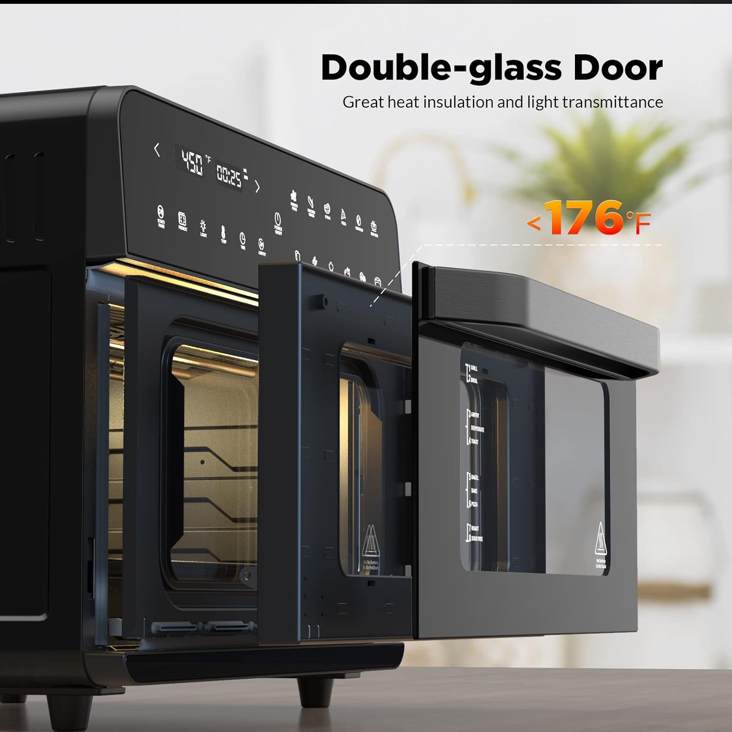 Extra-Large Convection Toaster Oven, 12-in-1 Air Fryer Combo, Black Nonstick Stainless Steel D780292