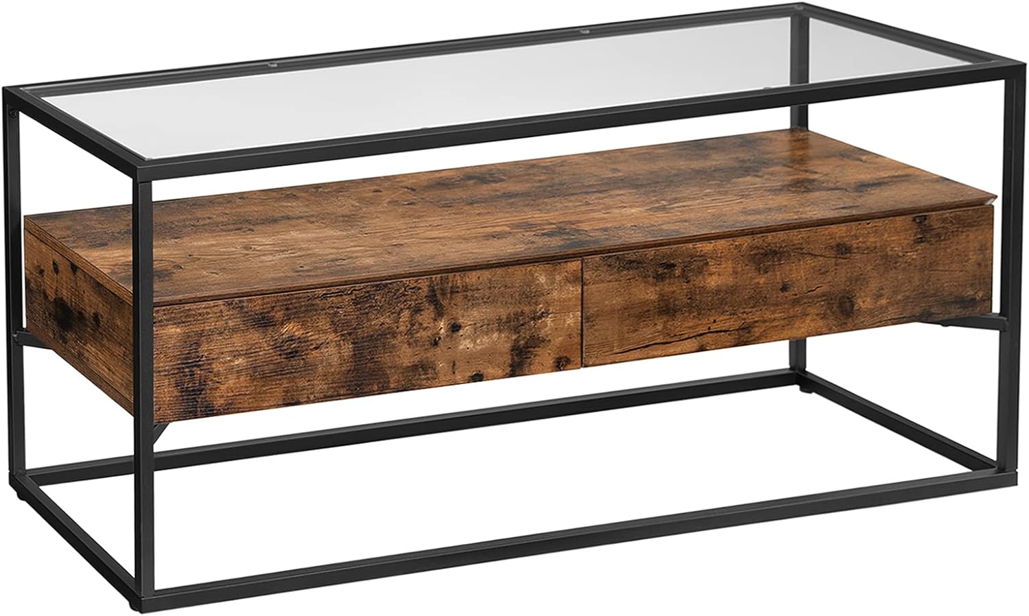 Rustic Brown and Black TV Cabinet with 2 Drawers N239006