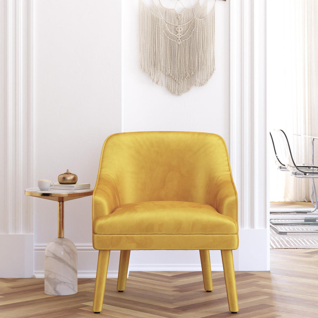 Mustard Velvet Upholstered Accent Chair A873