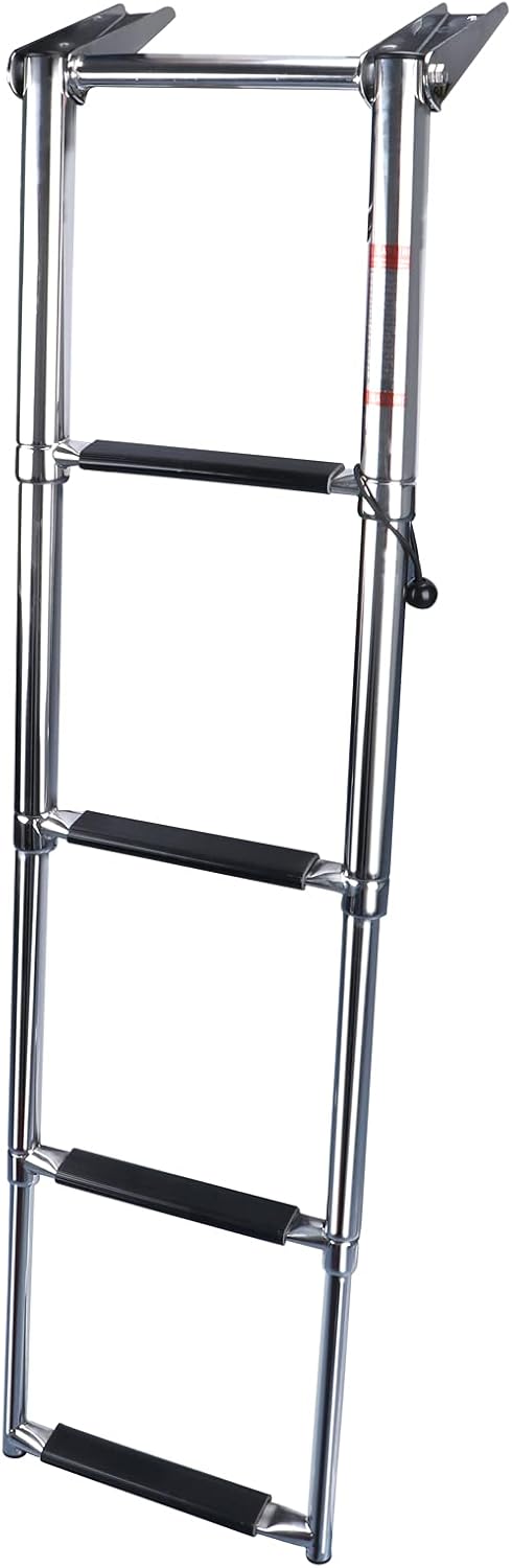 Folding 4 Step Stainless Steel Telescoping Boat Ladder Pack of 2 U9917