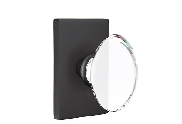 Double Dummy Hampton Knob with Modern Rectangular Rose Finish: Flat Black Z388061