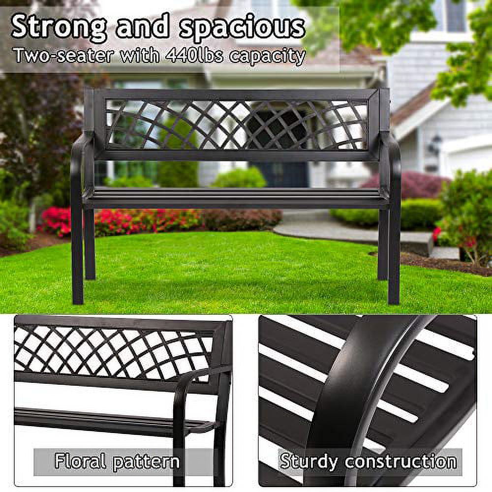 Black Cast Iron Outdoor Bench I9894